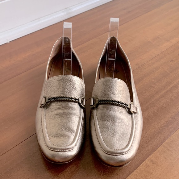 Patricia Nash Fia Leather Loafers Horsebit Pale Gold 9.5M Flats Business Office - Picture 4 of 17